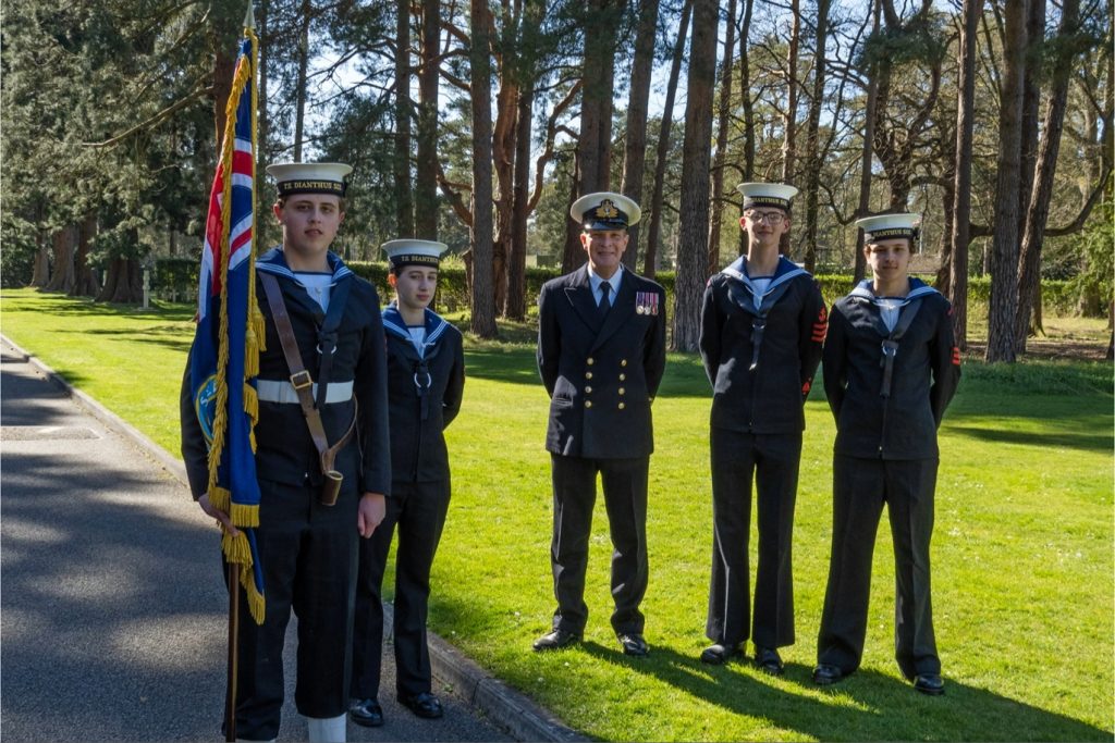 With cadets at a Brookwood Last Post ceremony and Brookwood Military Cemetery