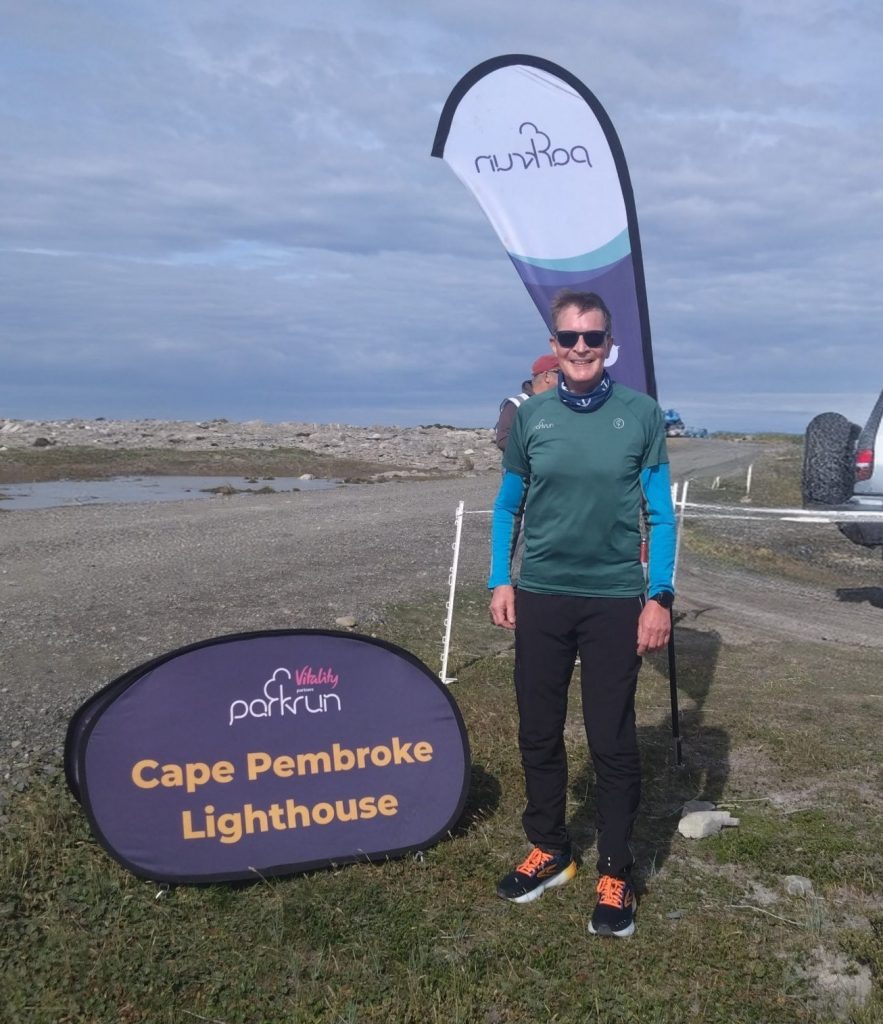Man at a parkrun in the Falklands